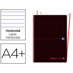 Cuaderno Oxford Ebook 1 A4+ Negro y Rojo 80 hojas Tapa Plastico Rayado Horizontal