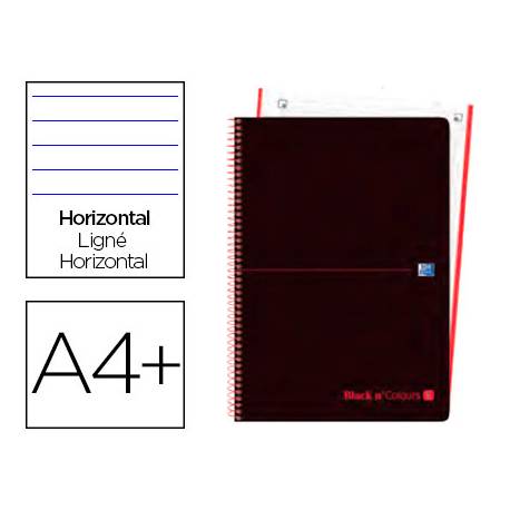 Cuaderno Oxford Ebook 1 A4+ Negro y Rojo 80 hojas Tapa Plastico Rayado Horizontal