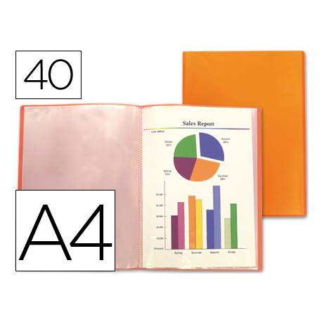 Carpeta Beautone escaparate naranja 40 fundas fijas Din a4