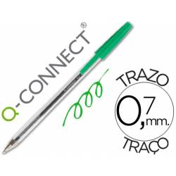 Boligrafo transparente Q-Connect Verde 0,7 mm