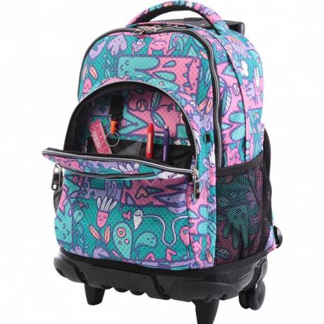 Mochila escolar marca Totto renglones con ruedas 37x52x25cm  (MA03ECO006-2120P-7IV)