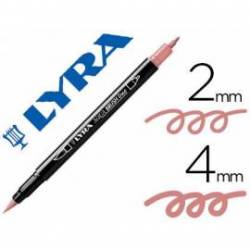 Rotulador Lyra aqua brush acuarelable doble punta fina y punta pincel rosa carmin