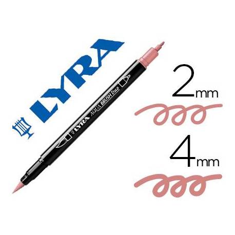 Rotulador Lyra aqua brush acuarelable doble punta fina y punta pincel rosa carmin