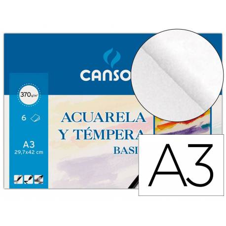 Papel acuarela Canson A3 370 g/m2