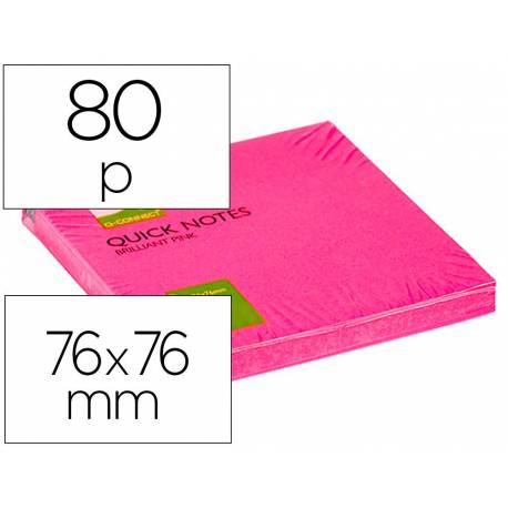 Bloc quita y pon Q-Connect 75x75mm Rosa Neon