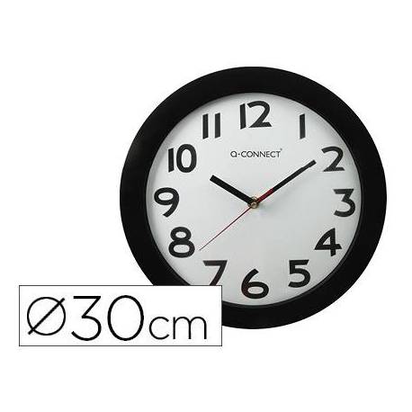 Reloj pared plastico 30 cm marco negro