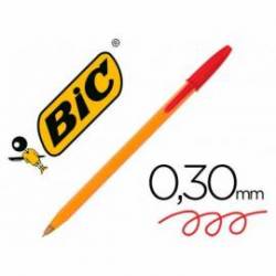 Boligrafo Bic tinta roja 0,30 mm cuerpo naranja