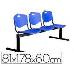 Bancada de espera PYC Pozohondo tres asientos de PVC azul