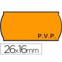 Rollo Etiquetas adhesivas Meto PVP fluor naranja 26 x 16