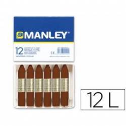 Lapices cera blanda Manley caja 12 unidades color pardo