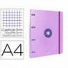 CARPETA CON RECAMBIO LIDERPAPEL ANTARTIK A4 CUADRO 5MM FORRADA 4 ANILLAS 25MM LAVANDA LILA