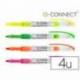 Rotulador Q-Connect Fluorescente Pack 4 colores surtidos de tinta liquida