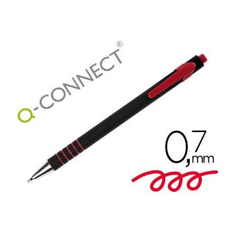 Boligrafo q-connect retractil con grip 0,7 mm rojo