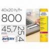 Etiqueta adhesiva Avery 47,7x25x4 mm Blanca láser caja de 800 unidades