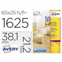 Etiqueta adhesiva Avery 38,1x21,2 mm Amarillo fluorescente Removible caja de 1625