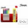 Rotulador permanente Sharpie punta fina Blister de 12+2 colores