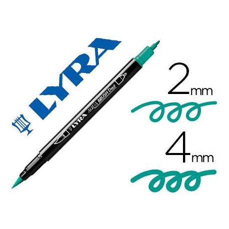 Rotulador Lyra aqua brush acuarelable doble punta fina y punta pincel verde noche
