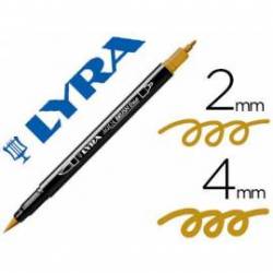 Rotulador Lyra aqua brush acuarelable doble punta fina y punta pincel ocre dorado