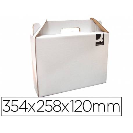 Caja Maletín Cartón Q-connect para Embalar 35x25,5x11,8 cm con Asa