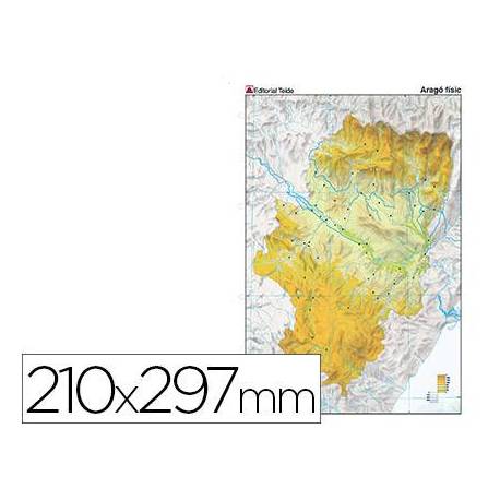 Mapa mudo físico Aragón Din A4