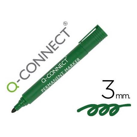 Rotulador Q-Connect punta de fibra permanente 3 mm verde