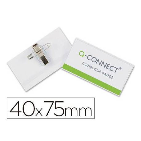 Identificadores Q-Connect Imperdible y Pinza en PVC 4x7,5 cm