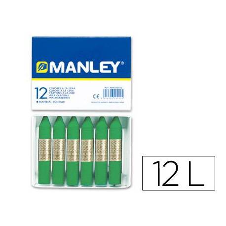 Lapices cera blanda Manley caja 12 unidades color verde primavera