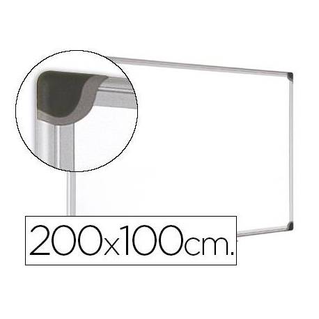 Pizarra Blanca Vitrificada Magnetica marco de aluminio 200x100 Bi-Office