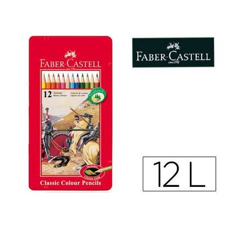 Lapices de colores Faber Castell hexagonales caja de metal 12 unidades