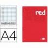 Recambio encolado Liderpapel din A4 4 taladros 100gr cuadrícula 5mm color rojo