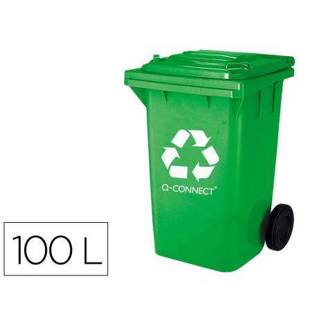 Papelera contenedor Q-connect plastico 100 L verde