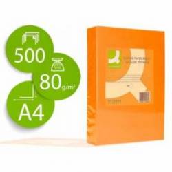 Papel color Q-connect A4 80g/m2 naranja neon pack 500 hojas
