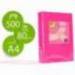 Papel color Q-connect A4 80g/m2 pack 500 hojas Rosa intenso