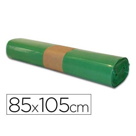 Bolsa basura verde 85x105cm uso industrial galga 110 rollo 10 unidades