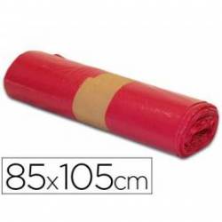 Bolsa basura roja 85x105cm uso industrial galga 110 rollo de 10 unidades