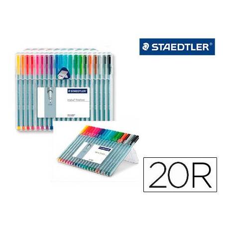 Rotulador Staedtler Triplus Fineliner surtido pack de 20 punta fina lavable triangular