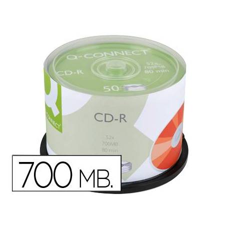 Cd-r q-connect capacidad 700mb duracion 80min velocidad 52x bote de 50 unidades