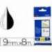 Cintas Brother TZE-S221 9mm (ancho) x 8m (largo) laminada blanco/negro