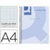 Cuaderno espiral Q-Connect Din A4 micro tapa plastico 80h 70g cuadro 5mm sin bandas 4 taladros color azul