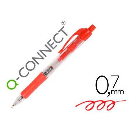 Boligrafo q-connect color rojo retractil con sujecion de caucho