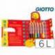 Lapices de colores Giotto redondos bebe caja de 6 lapices 104 mm