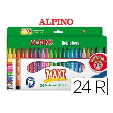 Rotulador Alpino Maxi punta gruesa lavable caja 24 rotuladores
