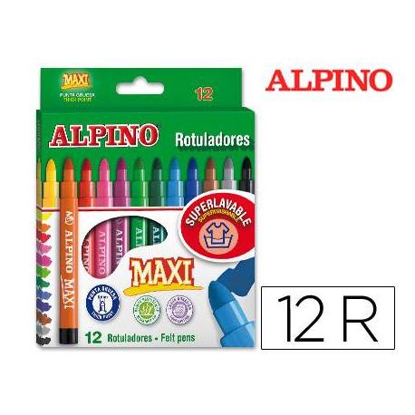 Rotulador Alpino Maxi punta gruesa lavable caja de 12 rotuladores