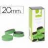 Imanes para sujecion Q-Connect de 20 mm. Color verde. Caja de 10 imanes.