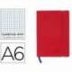 Libreta Liderpapel simil piel a6 120 hojas 70g/m2 cuadro 4mm sin margen color rojo