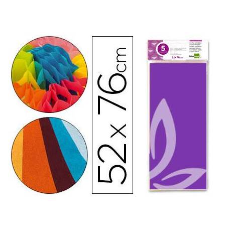 Papel seda marca Liderpapel violeta paquete 5 hojas