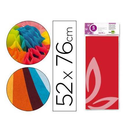 Papel seda Liderpapel rojo paquete 5 hojas