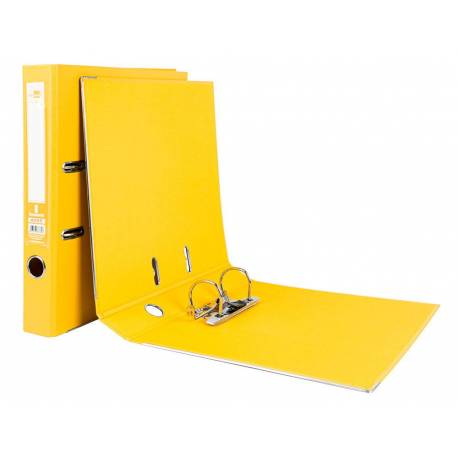 Caja archivador liderpapel de palanca carton din-a4 documenta lomo 75mm  color amarillo
