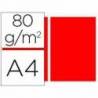 Papel color Liderpapel rojo A4 80g/m2 y 100 Hojas