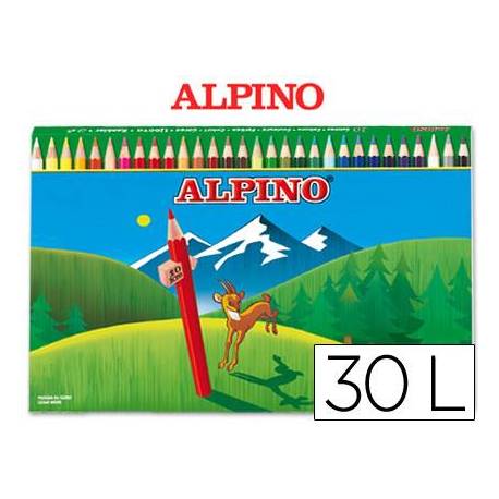Lapices de Colores Alpino Hexagonales Caja de 30 lapices largos